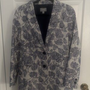 Pure Collection Cream Blazer with Navy Floral Print